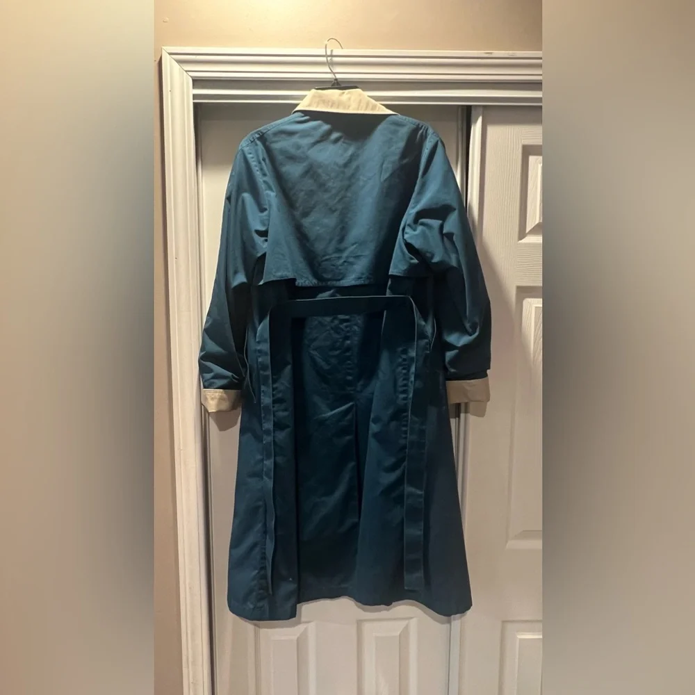 Vintage Blue and Tan Rain Coat - Picture 2 of 3